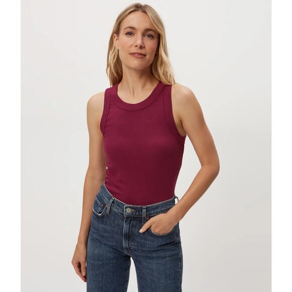 Michael Stars Tops - Michael Stars Halley Ribbed Tank Top with Ruching Ruby Women's Size Medium NWOT